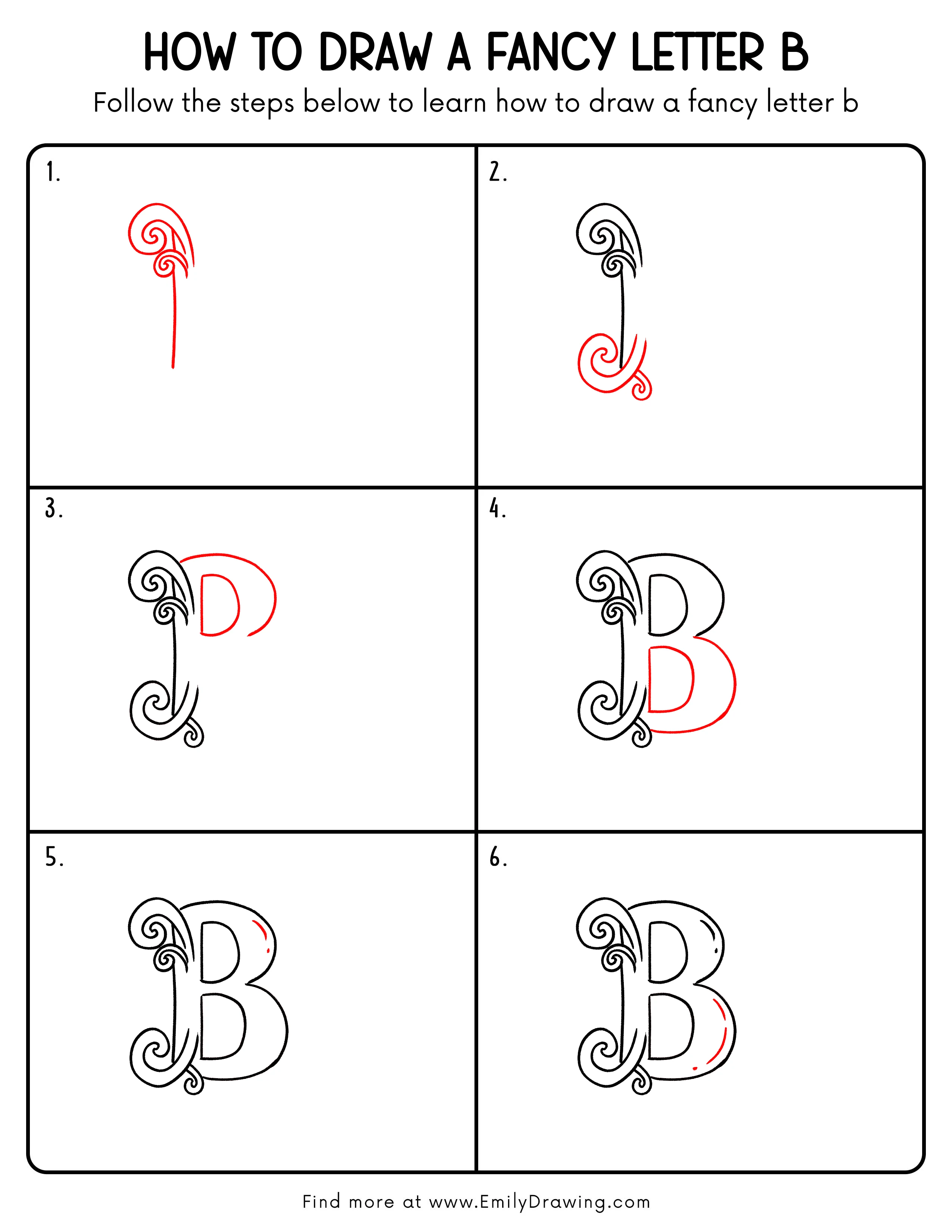 Printable Fancy Letter B Drawing Guide